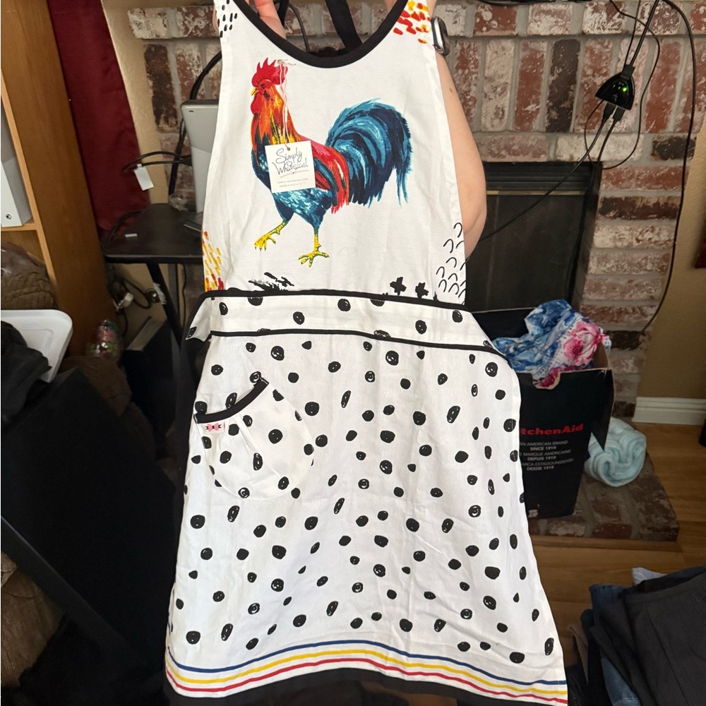 Colorful Rooster Polka Dot Apron